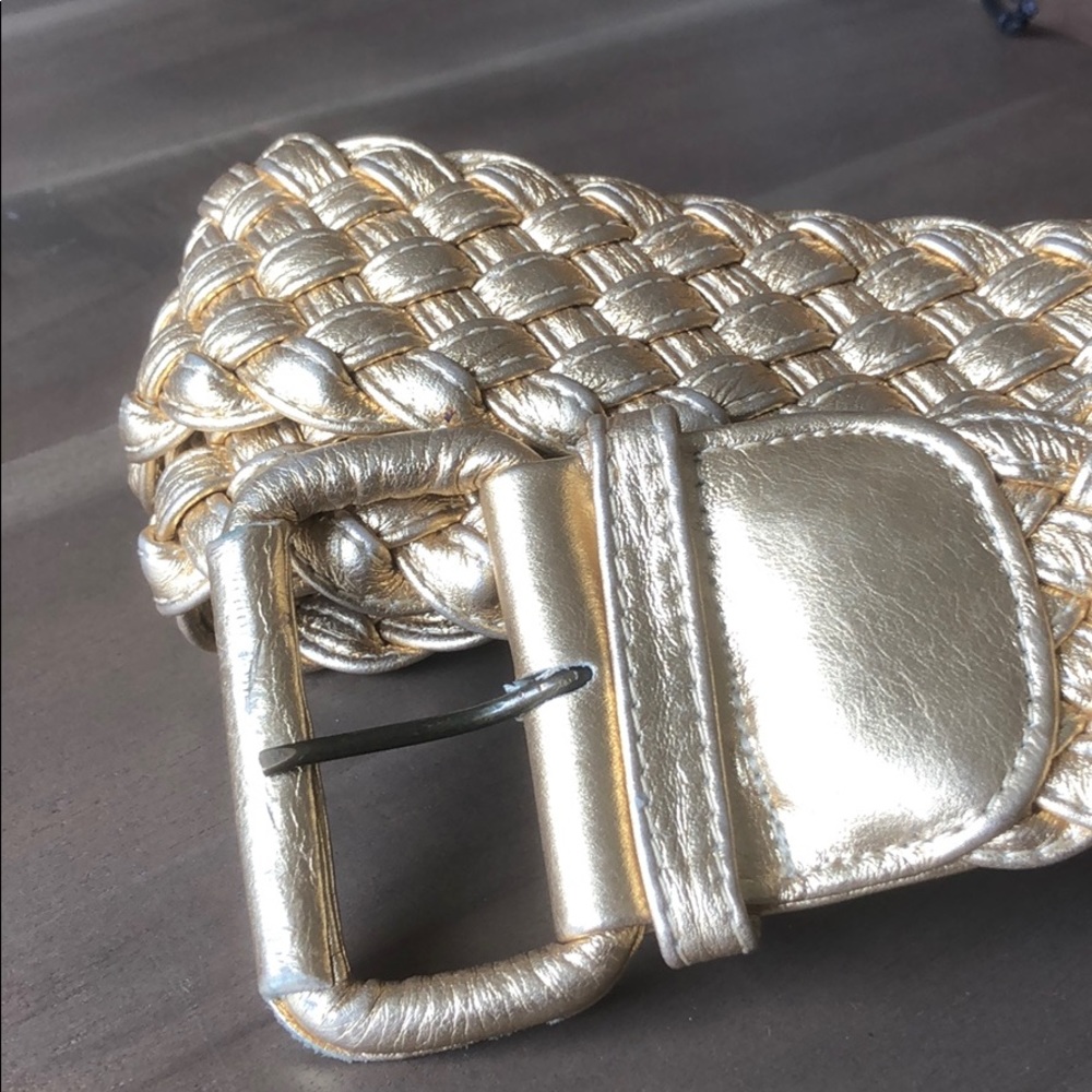 Metallic Gold Braided Women's Belt - Picture 2 of 5